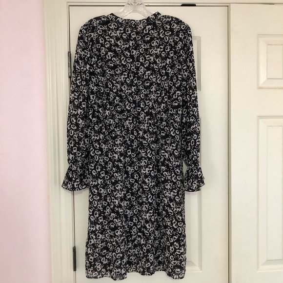 J.Crew Mercantile Drapey‎ Tie-Front Black White Floral Midi Dress Blossom Medium - Picture 6 of 9